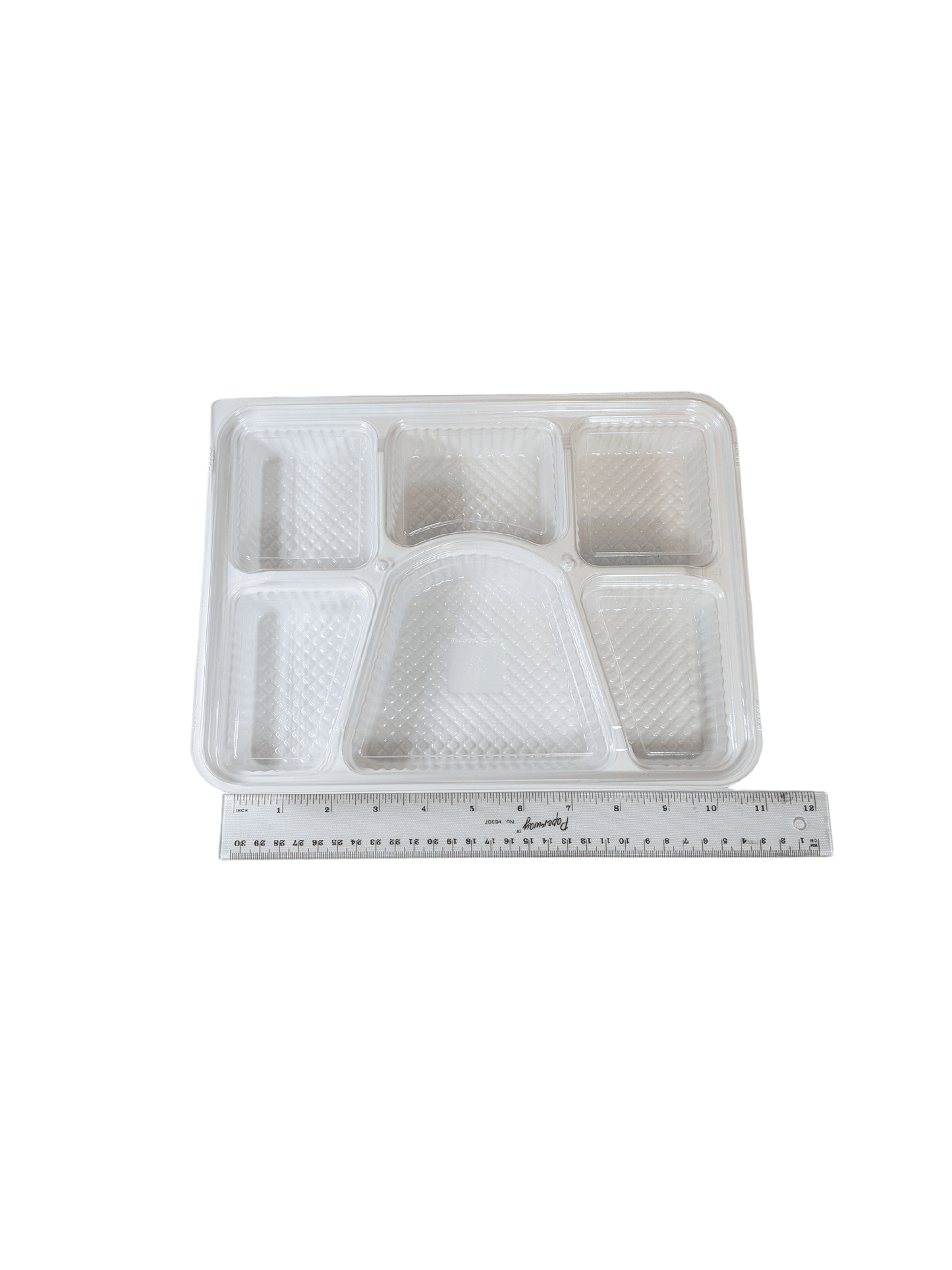 Bento Box 6 Compartment Tray with Lid 10.5 x 8.25" 100/sets