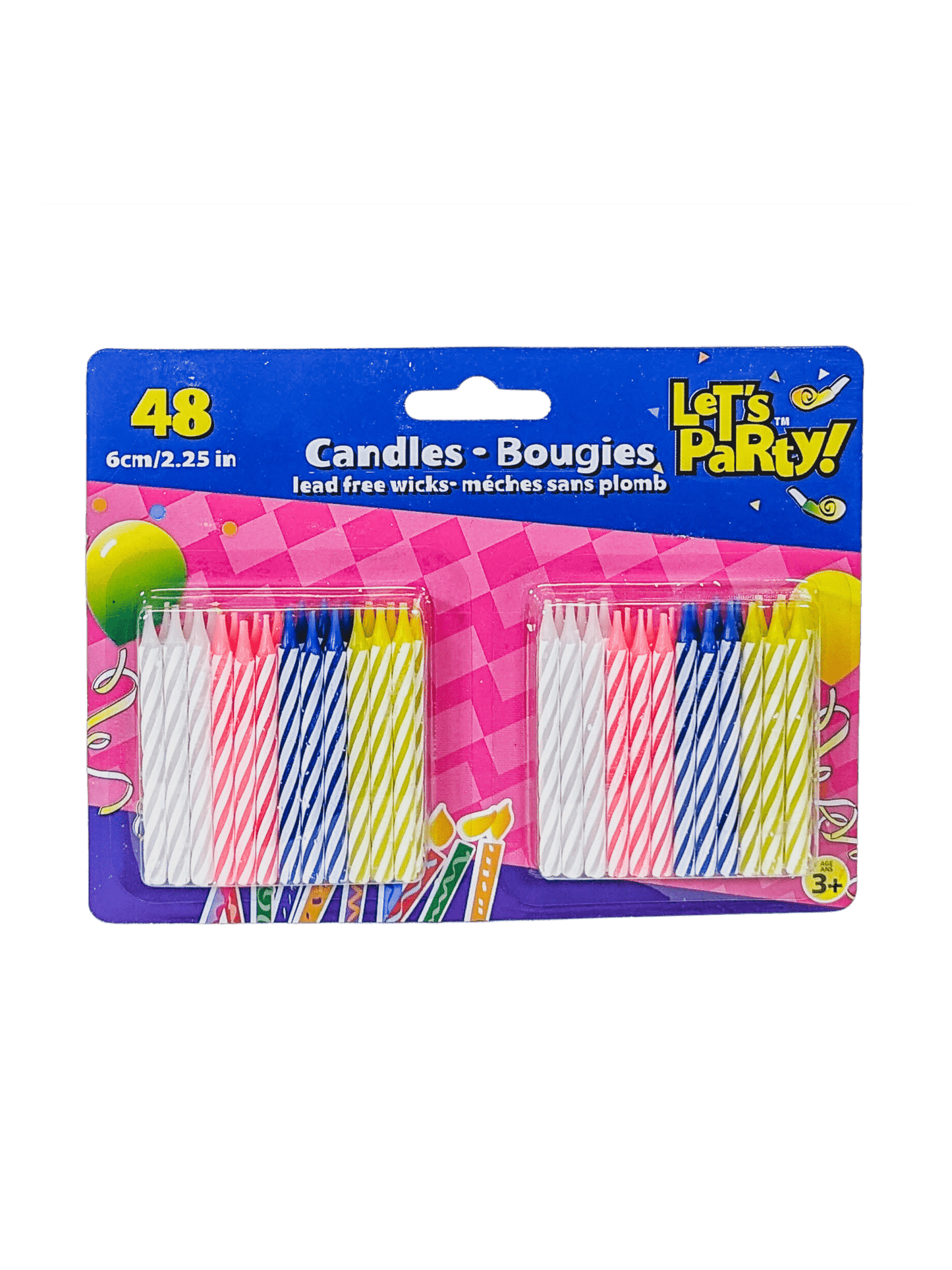 Birthday Candles Spiral Assorted 48/pk