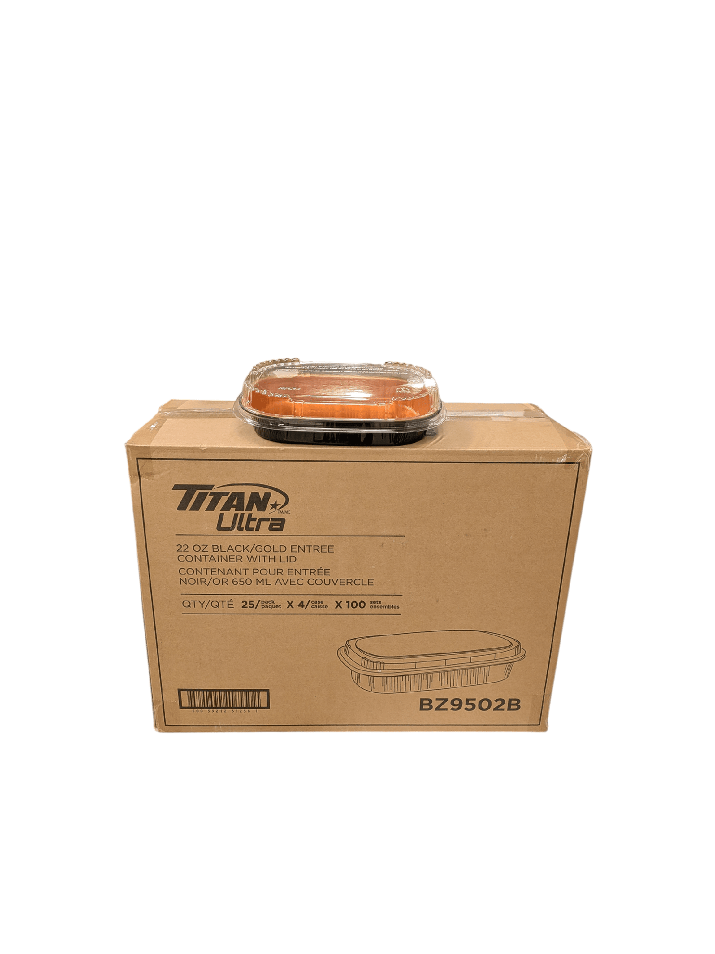 Black & Gold Foil Small Container 22oz. 120/ctn *LIMITED TIME SPECIAL