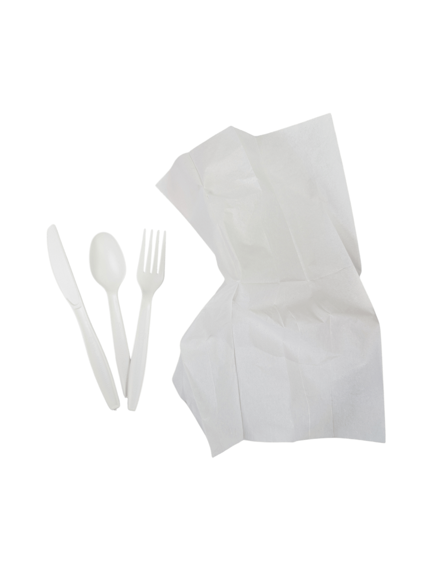 Cutlery kits Compostable - PLA Napkin, fork, spoon, knife Paper Bag 250/ctn