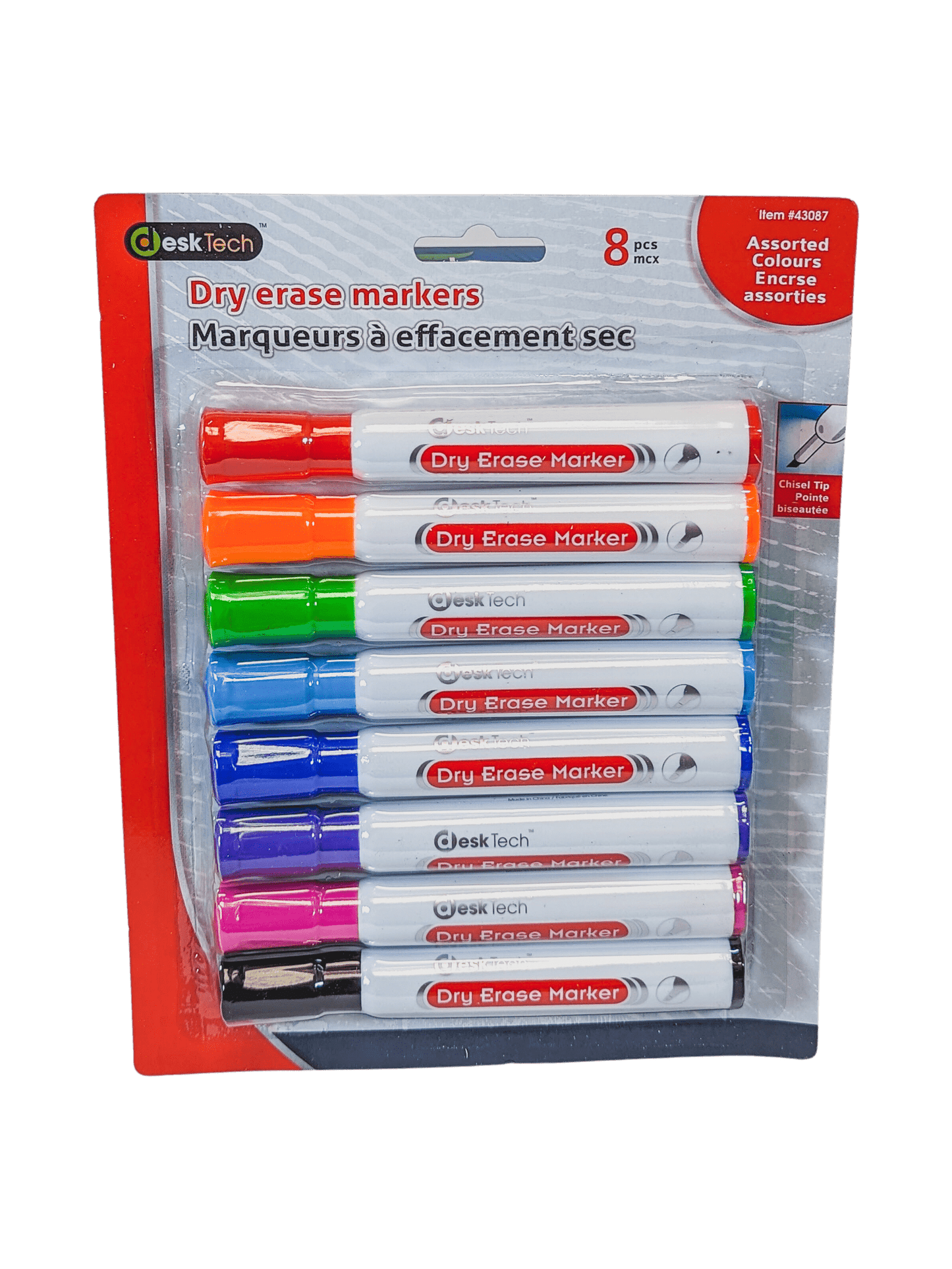 Dry Erase Assorted Colours Desk Tech 8/pk Assorted