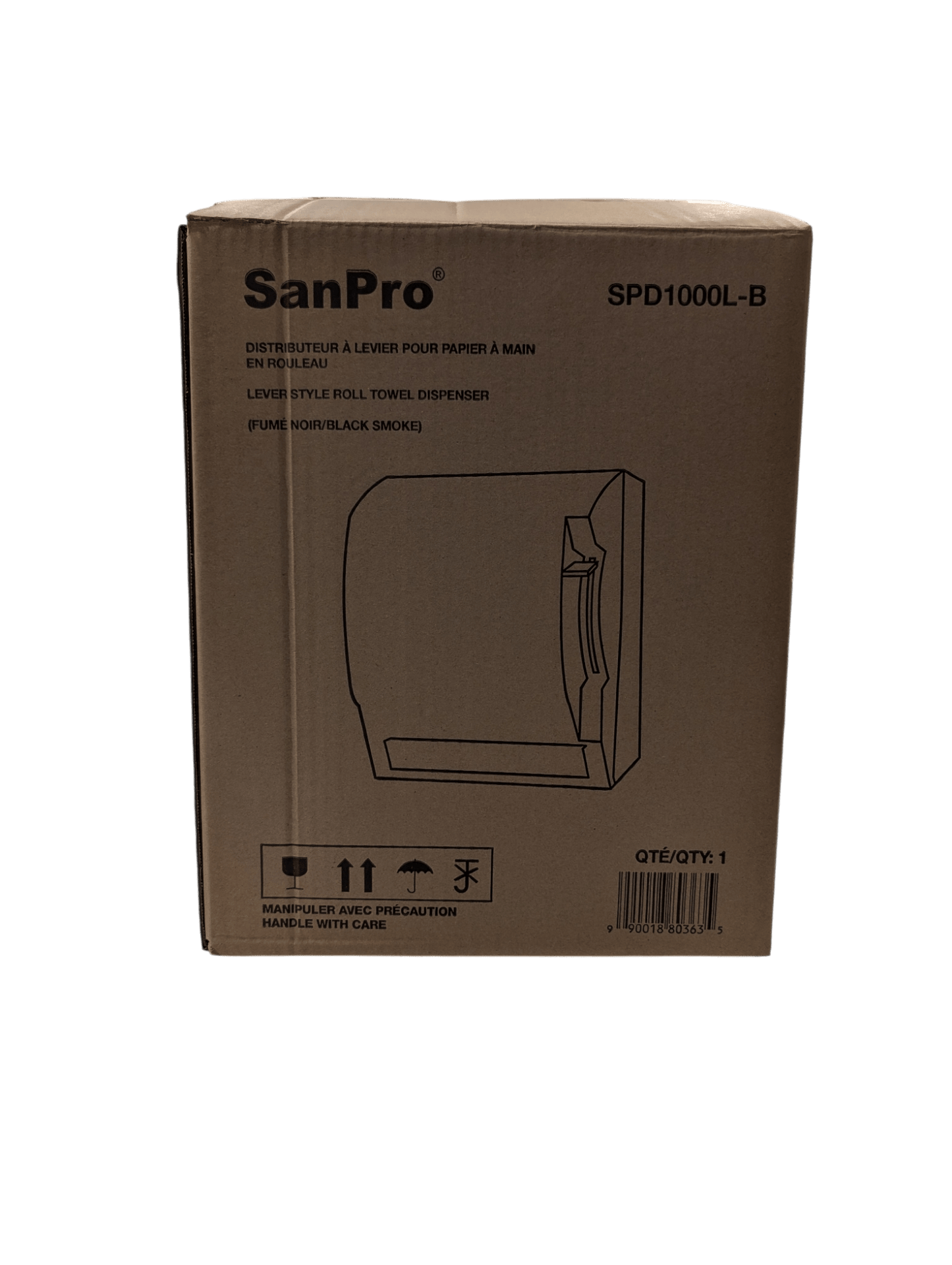 Lever Style Hand Towel Dispenser Black Transparent Each