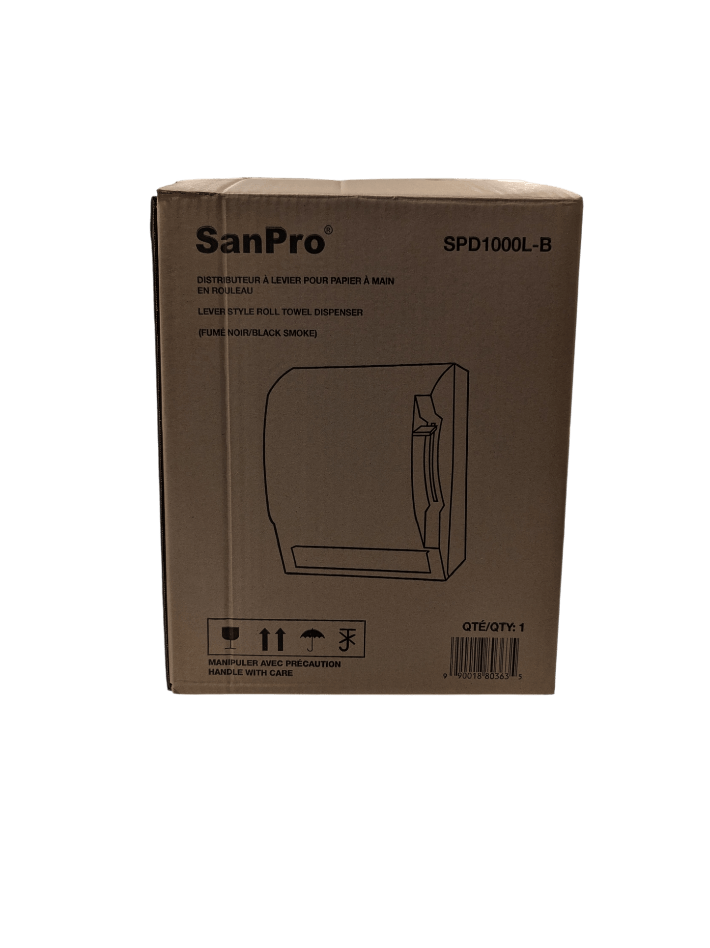 Lever Style Hand Towel Dispenser Black Transparent Each