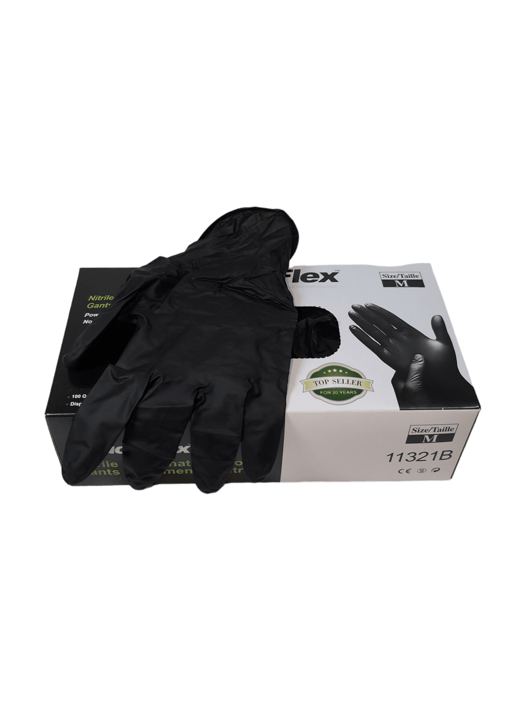 Nitrile Gloves Medium Black Powder Free 100/pk