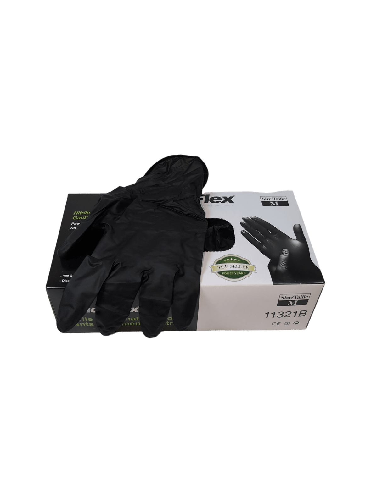 Nitrile Gloves Medium Black Powder Free 100/pk