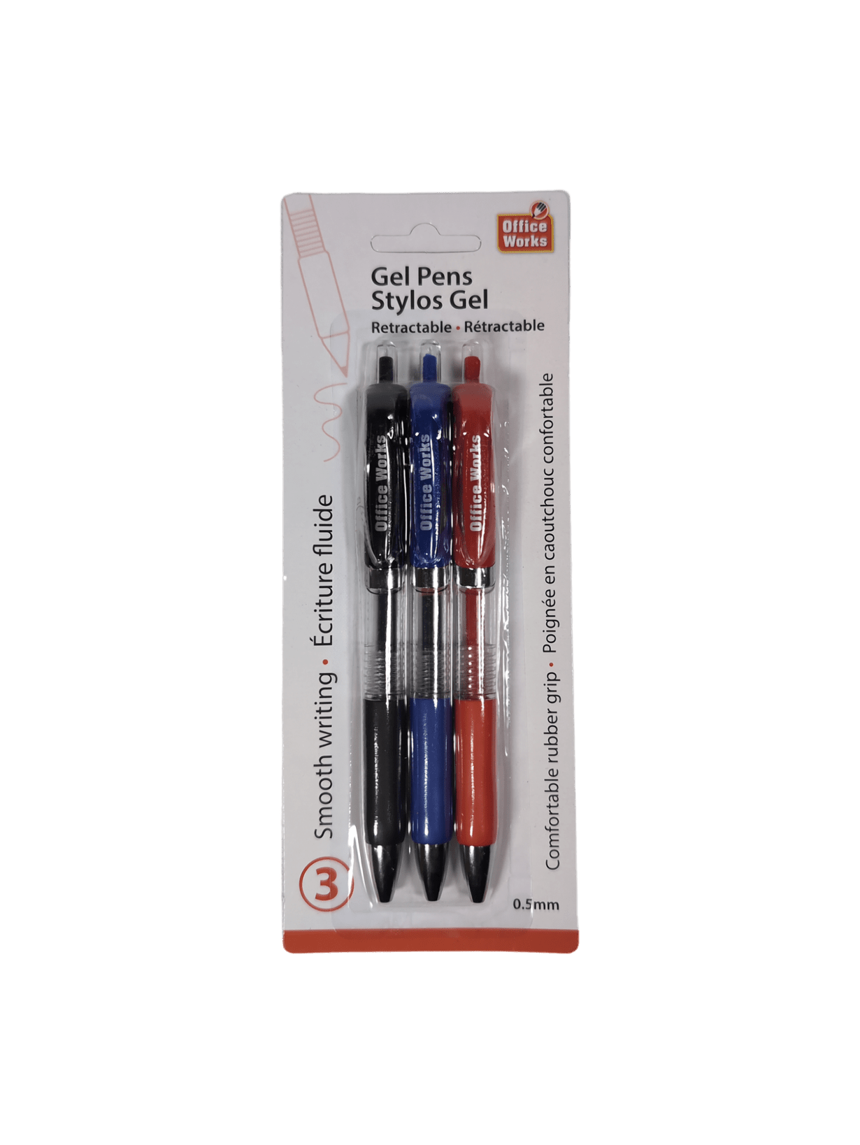 Pens 3pc Retractable Red, Black, Blue