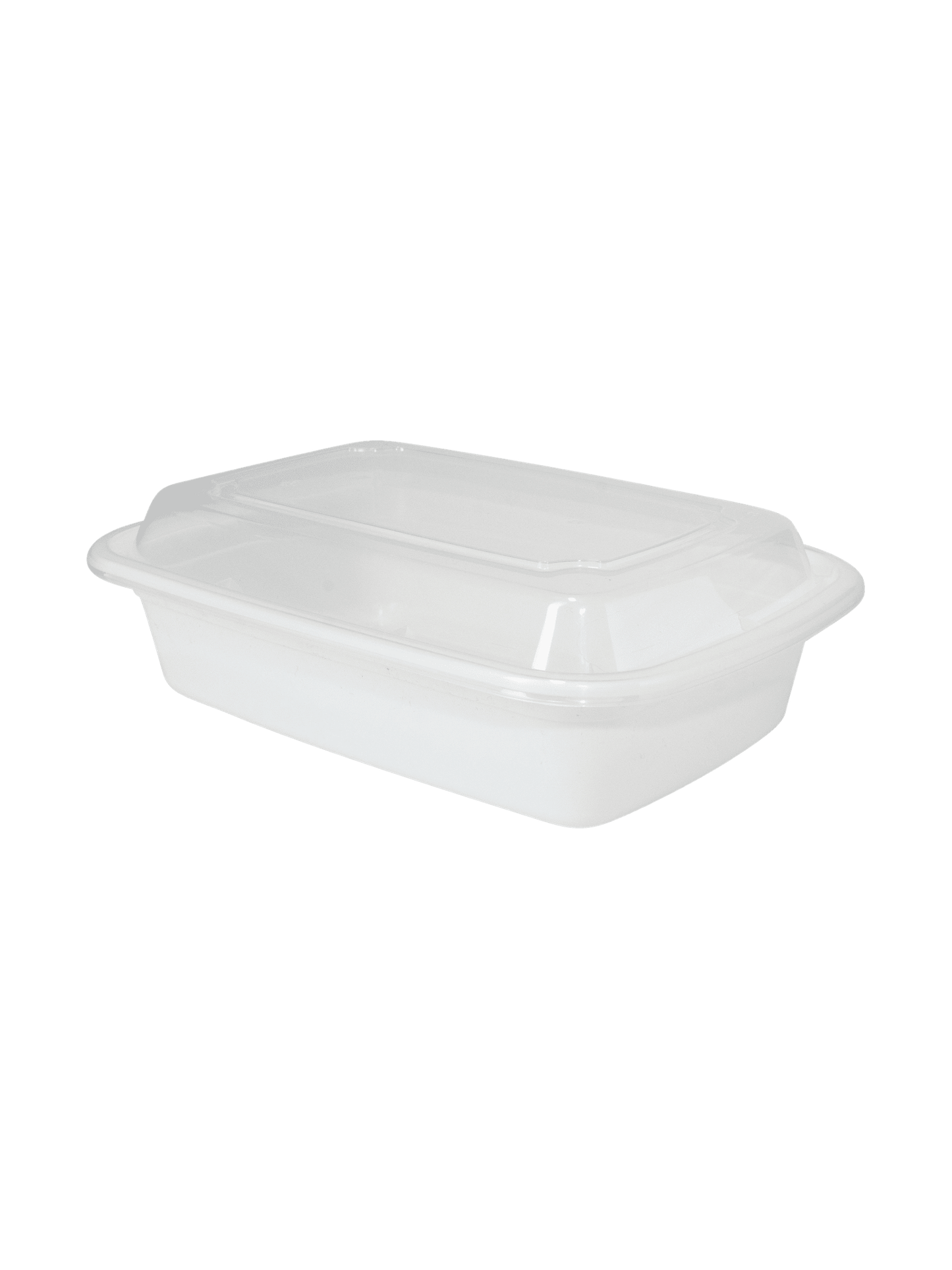 White Rectangle Microwave Container 11x8” with clear lid 58oz. 150/ct