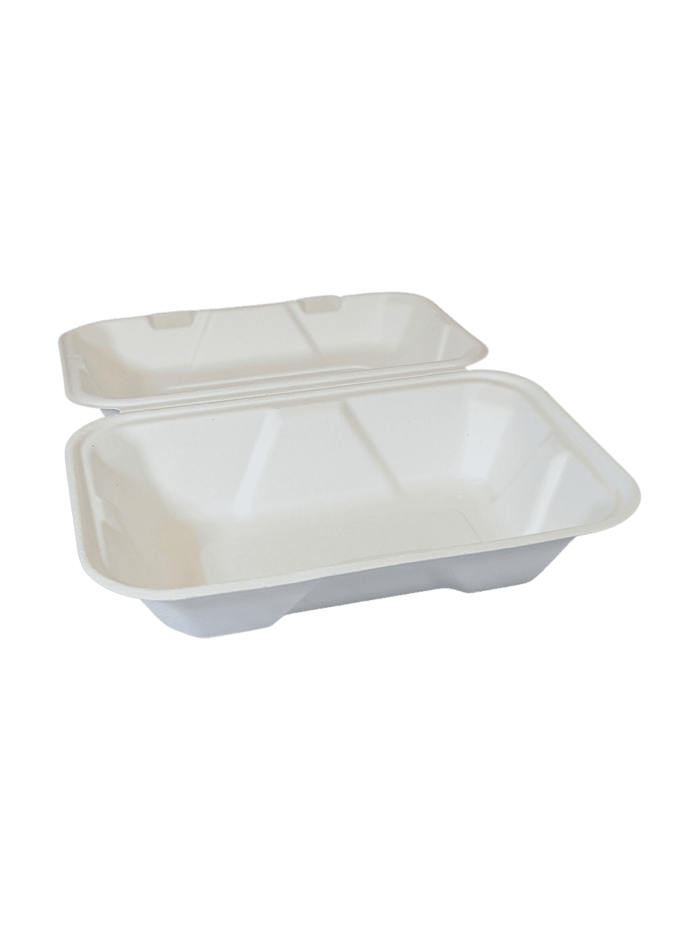 Bagasse Hinged Container 8.75” x6 biodegradable 200/ct