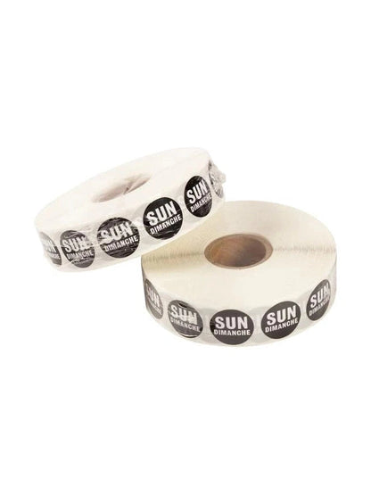 1” Removable Day dot labels Sunday