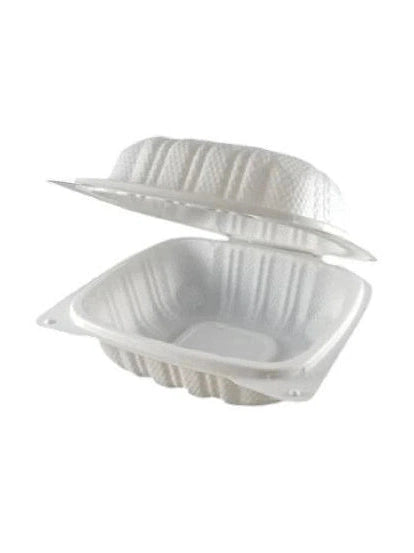 6 x 6 Plastic Hinged Container White 250/ctn