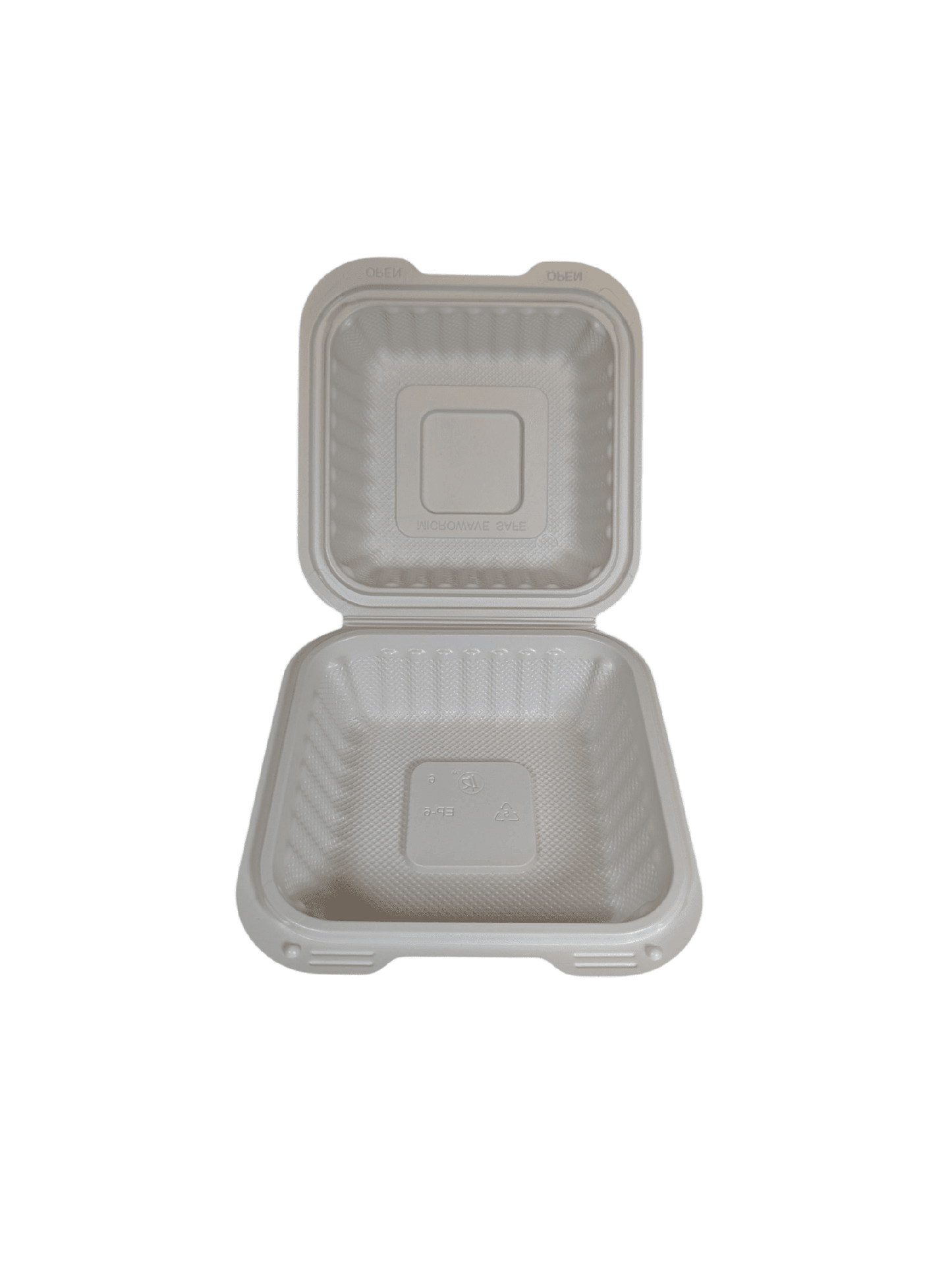 6 x 6 Plastic Hinged Container White 400/ctn