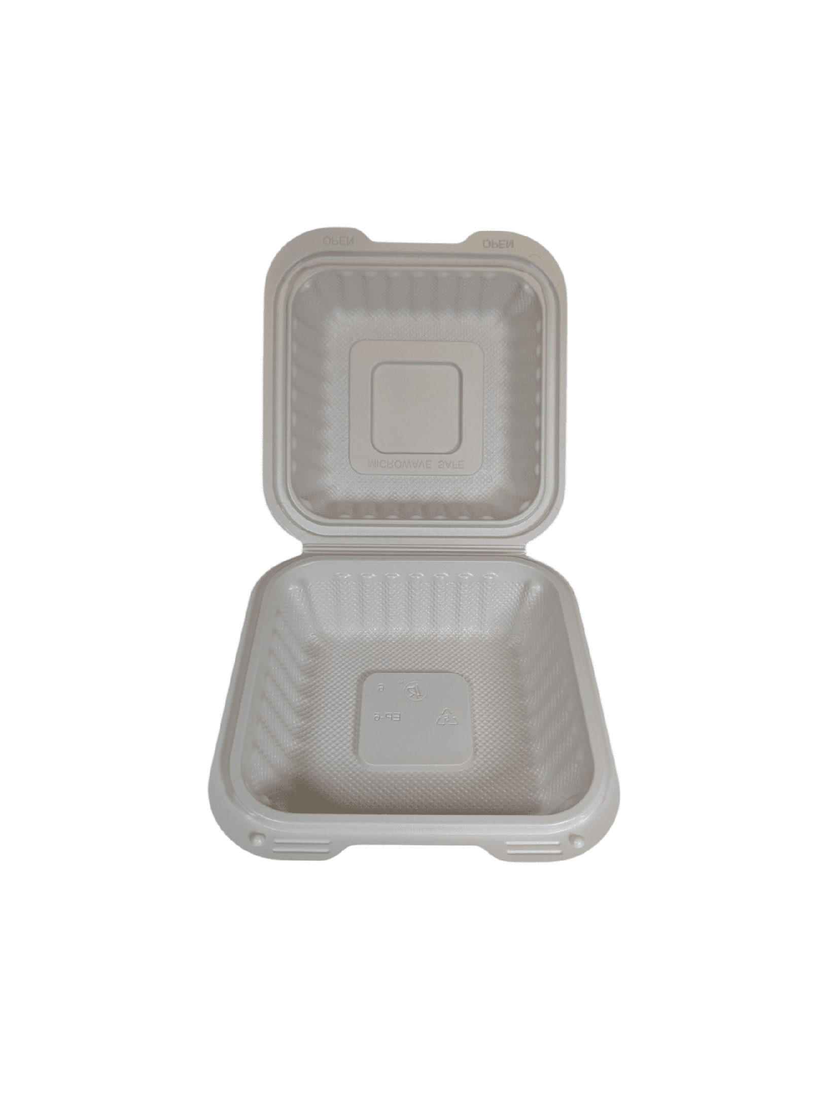 6 x 6 Plastic Hinged Container White 400/ctn