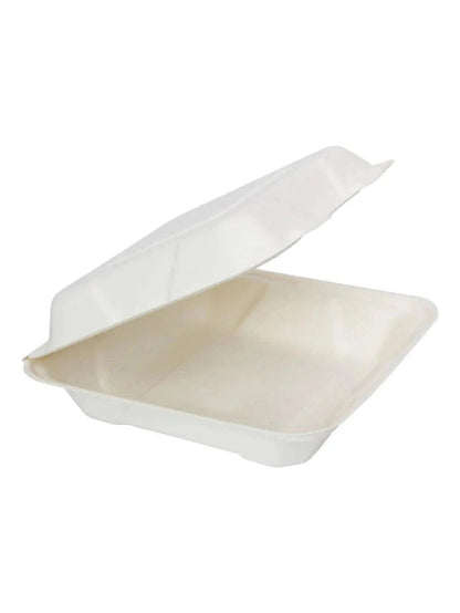 Bagasse Hinged Container 8x8 biodegradable 200/ct