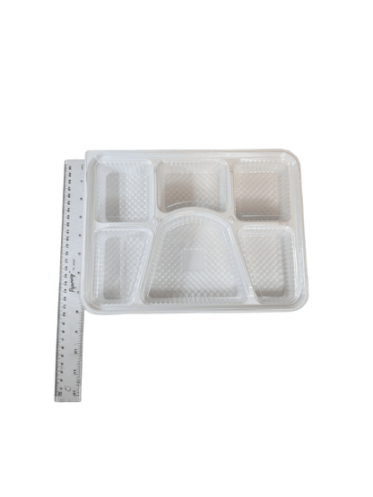 Bento Box 6 Compartment Tray with Lid 10.5 x 8.25" 100/sets