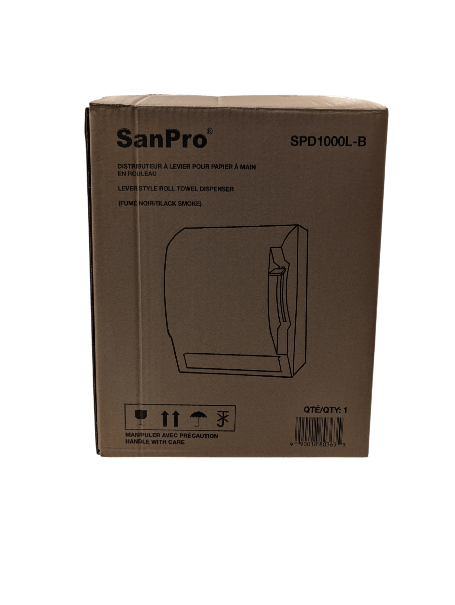 Lever Style Hand Towel Dispenser Black Transparent Each