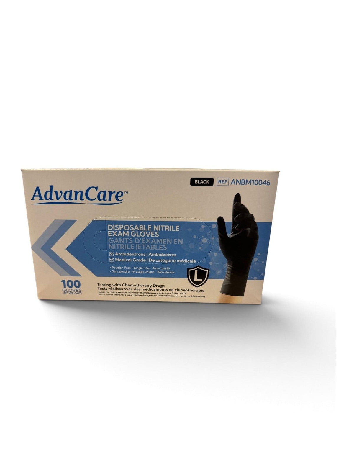 Nitrile Gloves Large Black Powder Free 100/pk