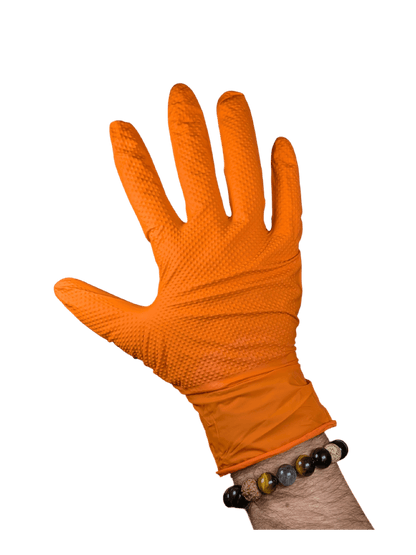 Nitrile Orange Grizzly Grip Diamond Textured 100/pk
