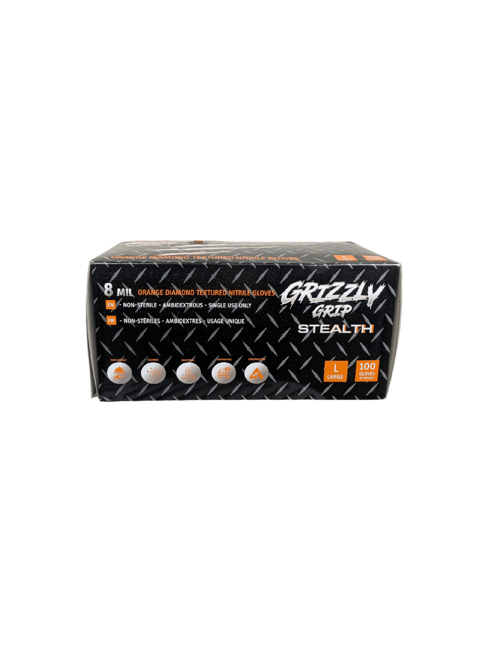 Nitrile Orange Grizzly Grip Diamond Textured 100/pk