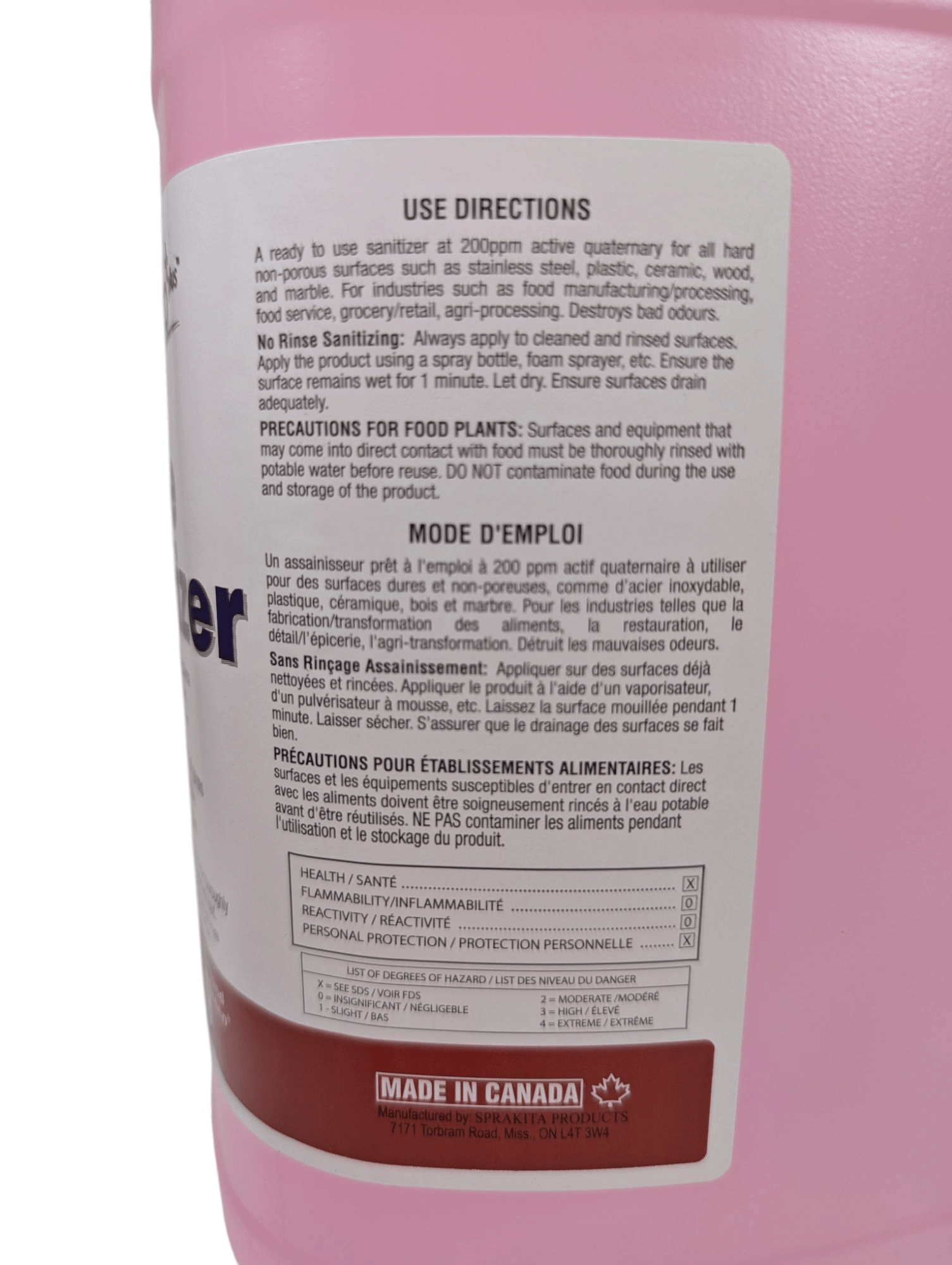 No Rinse Quat Sanitizer 4 x 4L