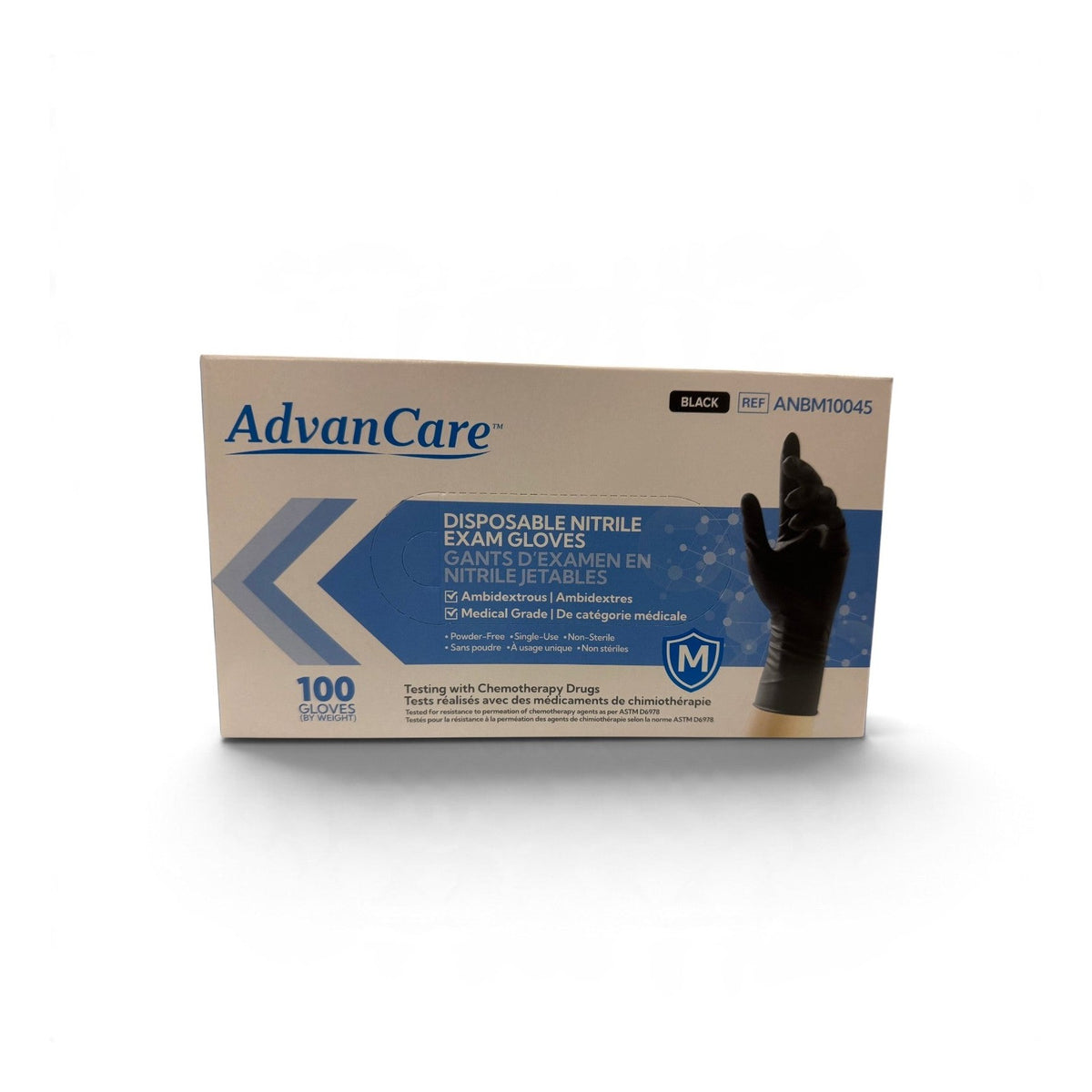 Nitrile Gloves Medium Black Powder Free 100/pk cue-supplies