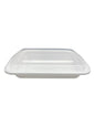 White Microwave container 8x6” with clear lid - 28oz. 150/ct