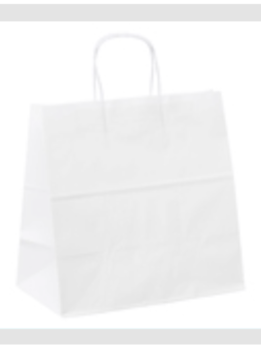 White Paper Take-Out Bag with handle 12 x 7 x 12 - 250/ctn