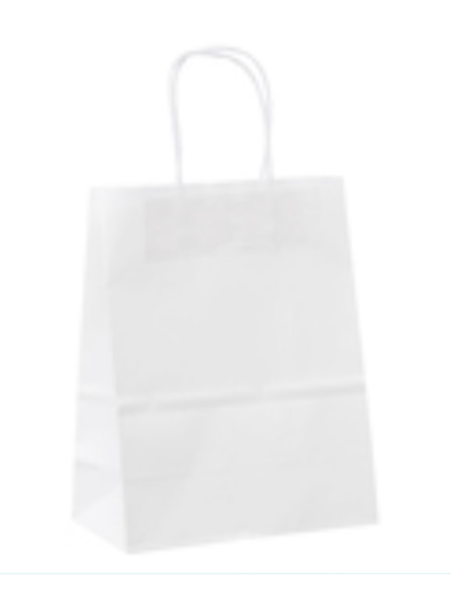 White Paper Take-Out Bag with handle 8 x 4 x 10