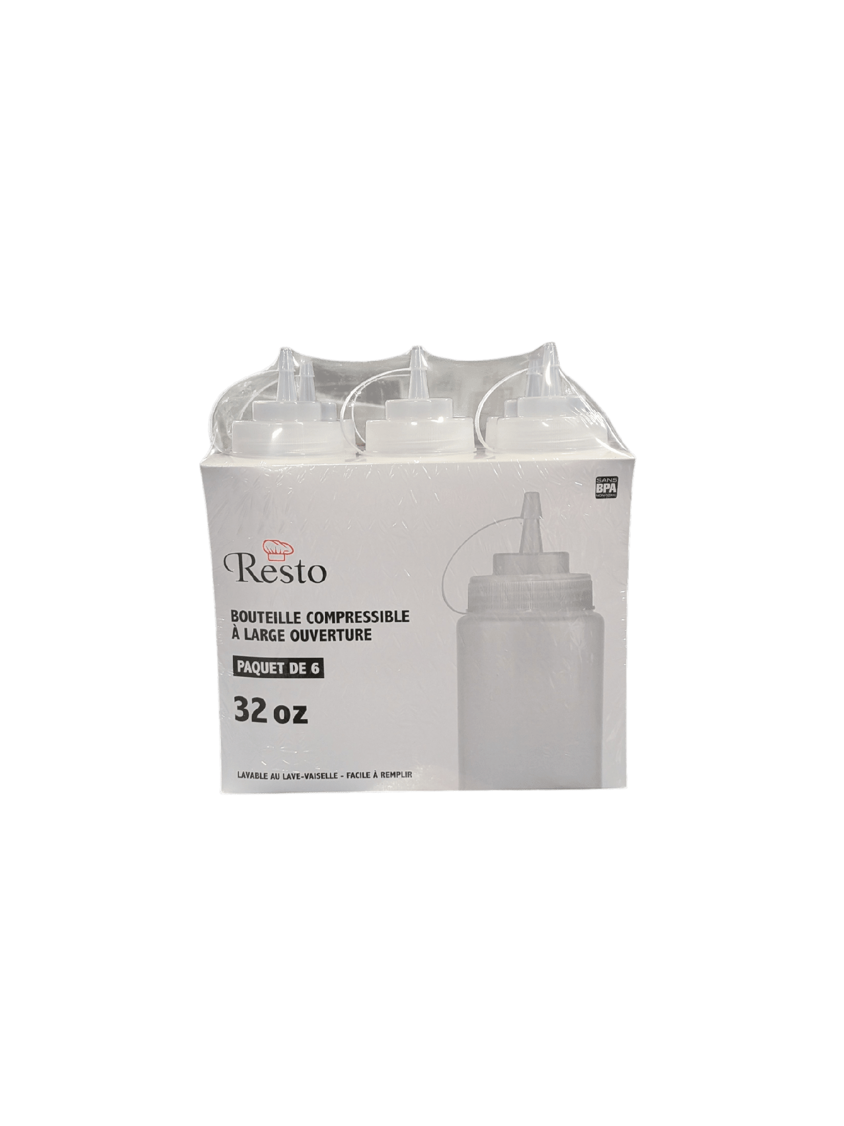 Wide Mouth Squeeze Bottles 32oz w/cap 6/pk