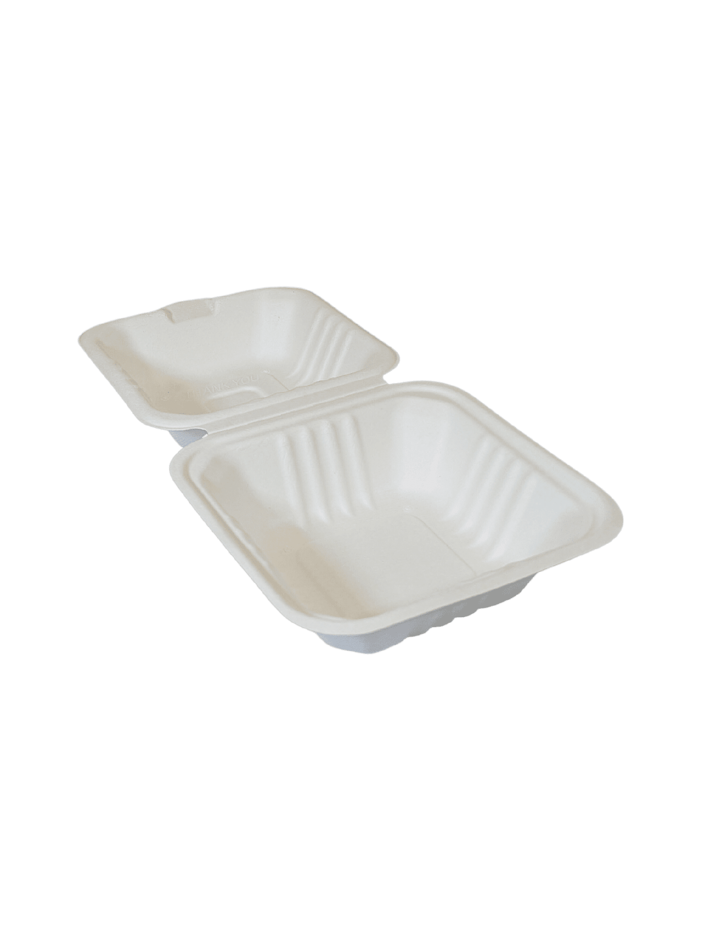 Bagasse Hinged Container 6x6 biodegradable 400/ct