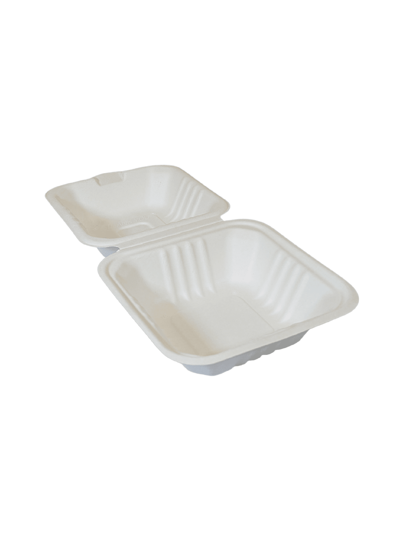 Bagasse Hinged Container 6x6 biodegradable 400/ct